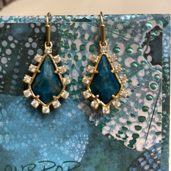 Kendra Scott deep turquoise earrings - Picture 1 of 2